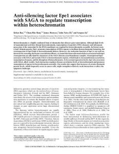 Genes Dev.-2018-Bao-Anti-silencing factor Epe1 associates with SAGA to regulate transcription within heterochromatin