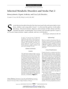 Inherited Metabolic Disorders and Stroke Part 2：Homocystinuria, Organic Acidurias, and Urea Cycle Disorders