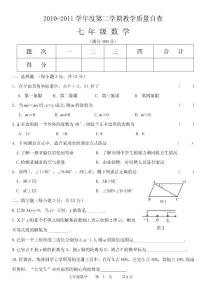 2010-2011学年度第二学期东莞市质量自查七年级数学试题