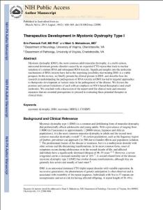 Therapeutics Development in Myotonic Dystrophy Type I（I型强直性肌营养不良症的治疗学发展）