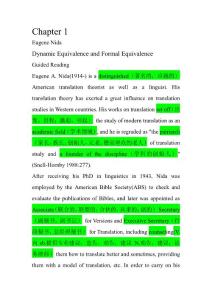 Chapter 1 Eugene Nida Dynamic Equivalence and Formal Equivalence