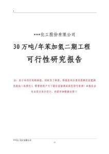 30万吨年苯加氢二期工程项目可行性研究报告（140页极其优秀可开报告－－推荐）