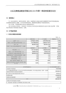 太阳纸业：2010第一季度报告