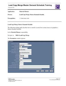 MRP Load Copy Merge Master Demand Schedule Training