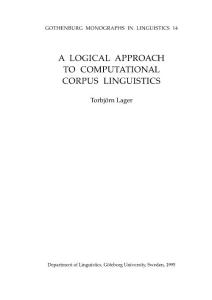 A LOGICAL APPROACH to computational corpus linguistics