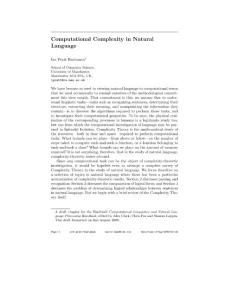 Computational Complexity in Natural language