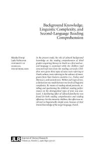 Background Knowledge Linguistic Complexity and Second-Language Reading Comprehension