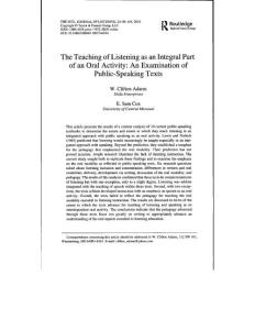 2010-The Teaching of Listening as an Integral Part of an Oral Activity- An Examination of Public-Speaking Texts