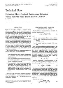 Estimating Mohr-Coulomb friction and cohesion values from the Hoek-Brown failure criterion