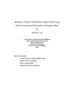 Modeling of Solar Cell Efficiency Improvement Using Optical Gratings and Intermediate Absorption Band