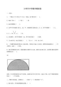 2010年小学六年级数学小升初毕业模拟考试试卷