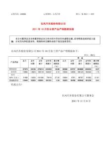 东风汽车10月销售数据600006_20111108_1