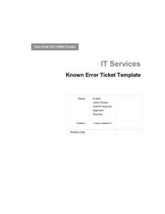PROB Known Error Ticket Template