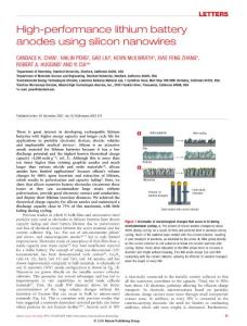 High-performance lithium battery anodes using silicon nanowires 08