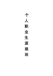 个人职业生涯规划书
