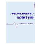 2022年湖南省地区品牌运营部门岗位薪酬水平报告