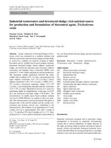 Industrial wastewaters and dewatered sludge rich nutrient source