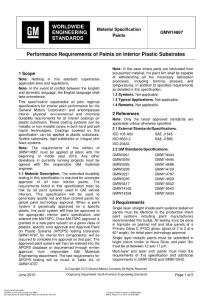 GMW14867-2010 Performance Requirements of Paints on Interior Plastic Substrates