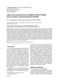 Effects of Environment Factors on Initiation of Sperm Motility in Sea Cucumber Apostichopus japonicus （Selenka）
