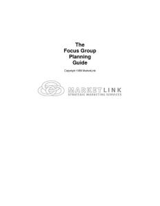 The Focus Group Planning Guide
