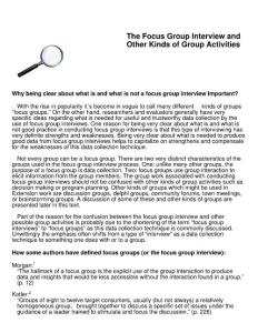 The Focus Group Interview and Other Kinds of Group Activities