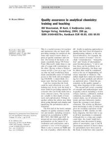 Quality Assurance in Analytical Chemistry Training and Teaching