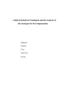 CULTURAL DEFAULT IN TRANSLATION AND THE ANALYSIS OF THE STRATEGIES FOR ITS COMPENSATION