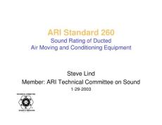 ARI Standard 260 Sound Rating of Ducted Air Moving and Conditioning Equipment