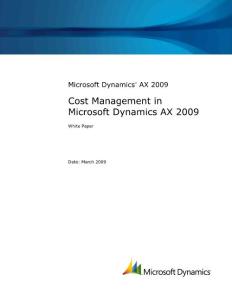 Cost Management in Microsoft Dynamics AX 2009