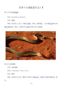 世界十大毒蛇是什么？1