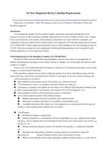 In Vitro Diagnostic Device Labeling Requirements