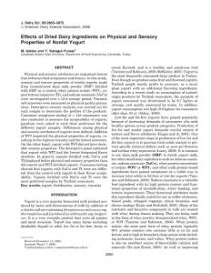 Effects of Dried Dairy Ingredients on Physical and Sensory Properties of Nonfat Yogurt