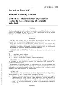 AS 1012.3.3-1998 Methods of testing concrete - Determination of properties related to the consistency of concrete - Vebe test