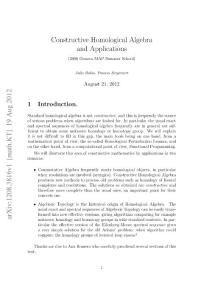 Constructive Homological Algebra and Applications