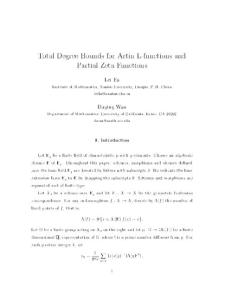10.1.1.7.965 Total Degree Bounds for Artin L-functions and Partial Zeta Functions (2003)