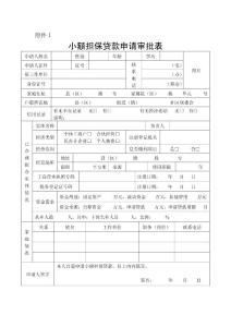 小额担保贷款申请审批表