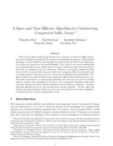 10.1.1.107.3394 A Space and Time Efficient Algorithm for Constructing Compressed Suffix Arrays (2003)