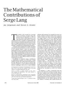 10.1.1.192.7112 The Mathematical Contributions of Serge Lang (2007)