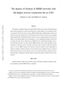 The degrees of freedom of MIMO networks with full-duplex receiver cooperation but no CSIT