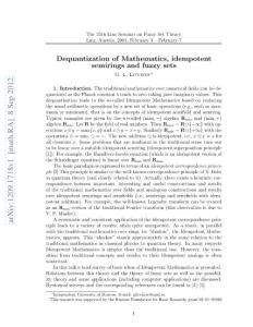 Dequantization of Mathematics, idempotent semirings and fuzzy sets 逻辑