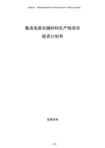 集成电路关键材料生产线项目投资计划书