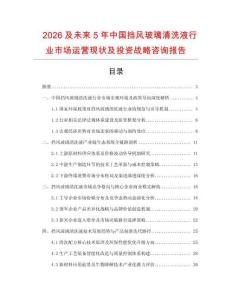 2026及未来5年中国挡风玻璃清洗液行业市场运营现状及投资战略咨询报告