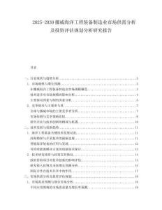 2025-2030挪威海洋工程装备制造业市场供需分析及投资评估规划分析研究报告