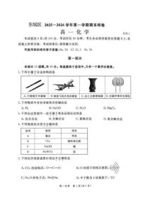 北京市东城区2025-2026学年高一上学期期末化学试卷