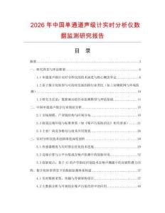 2026年中国单通道声级计实时分析仪数据监测研究报告