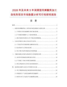 2026年及未来5年润滑型丙烯酸类加工改性剂项目市场数据分析可行性研究报告