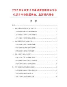 2026年及未来5年单通道连续流动分析仪项目市场数据调查、监测研究报告