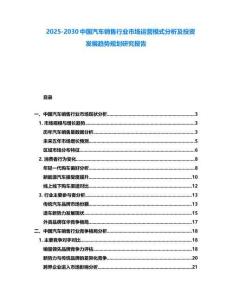2025-2030中国汽车销售行业市场运营模式分析及投资发展趋势规划研究报告