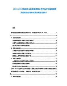 2025-2030购物平台社区服务核心竞争力评价深层调查及后期业务增长效果方案途径探讨