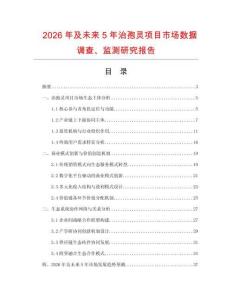 2026年及未来5年治孢灵项目市场数据调查、监测研究报告
